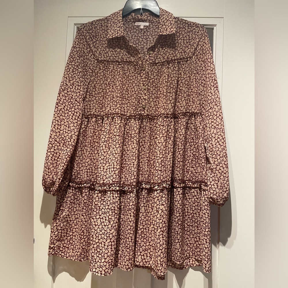 Gianni Bini Floral Mini Dress - Brown and Cream